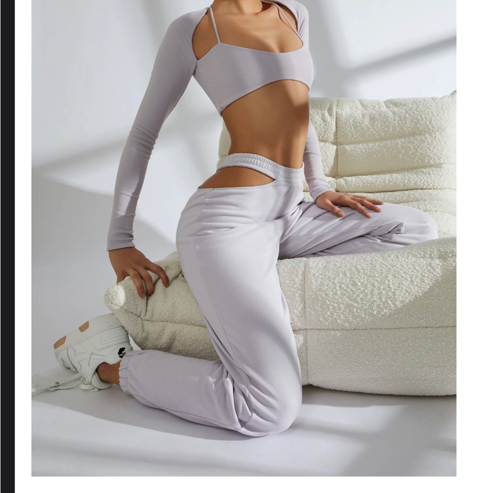 Oh Polly cut out jogger petite set lilac
